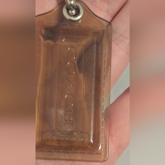 Coach Clear Smoke Gray Plastic Hang Tag Silvertone Bag Charm 3" Long - Picture 4 of 8